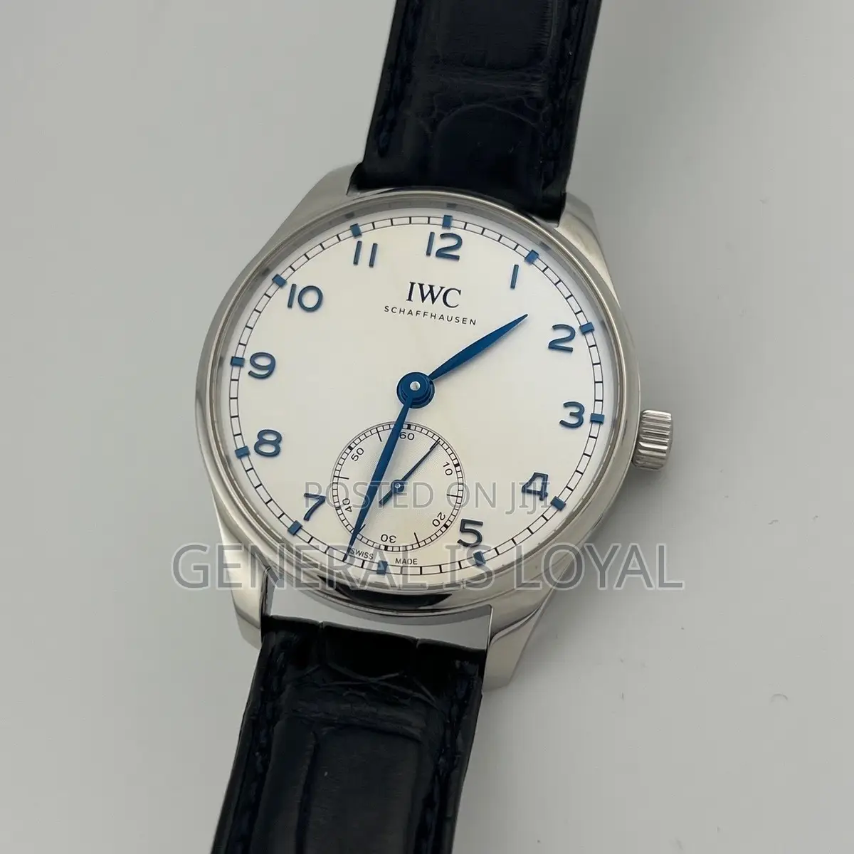 IWC Schaffhausen Portugieser Automatic Silver Watch With Leather Strap
