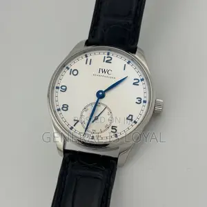 IWC Schaffhausen Portugieser Automatic Silver Watch With Leather Strap