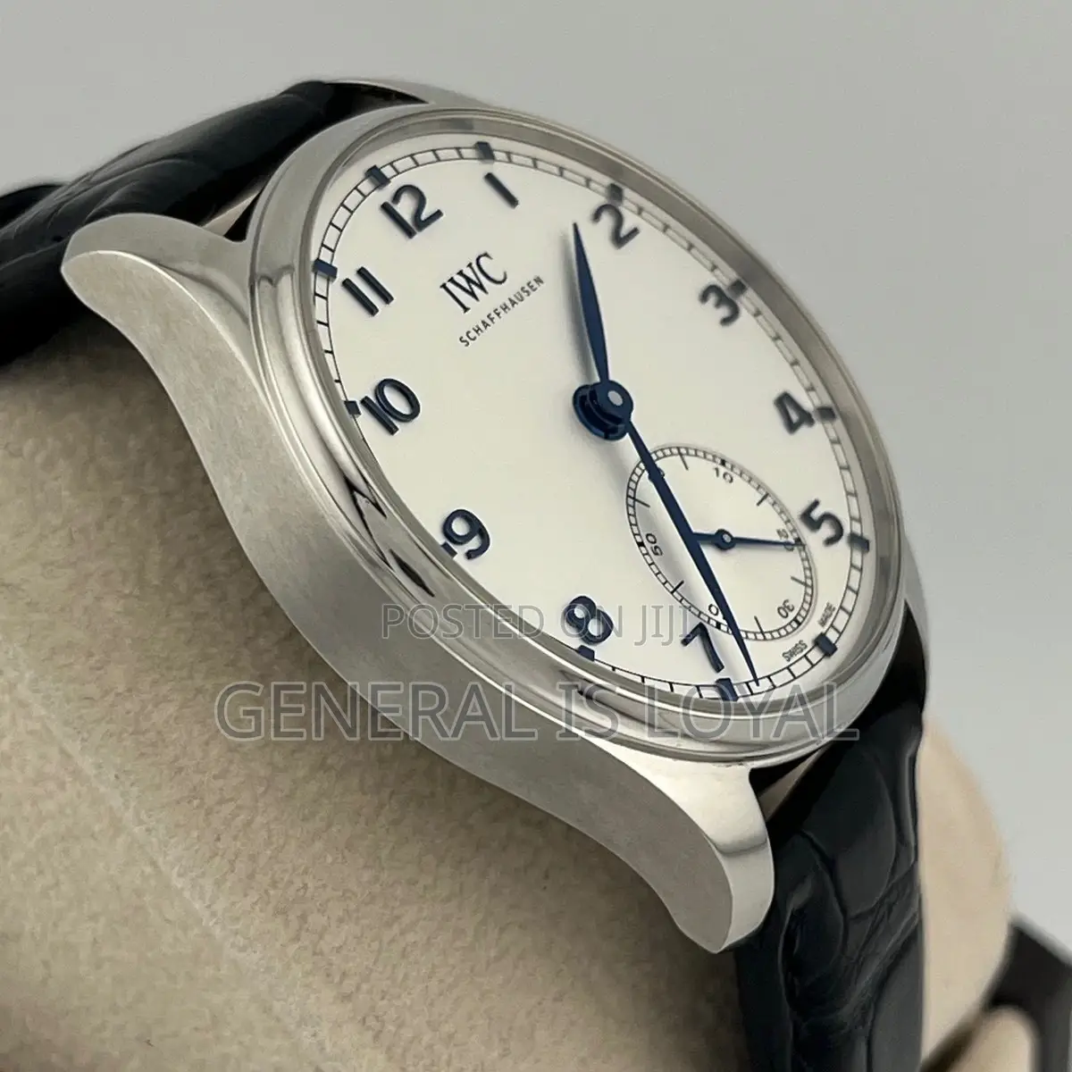 IWC Schaffhausen Portugieser Automatic Silver Watch With Leather Strap