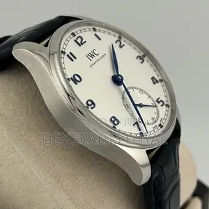 IWC Schaffhausen Portugieser Automatic Silver Watch With Leather Strap