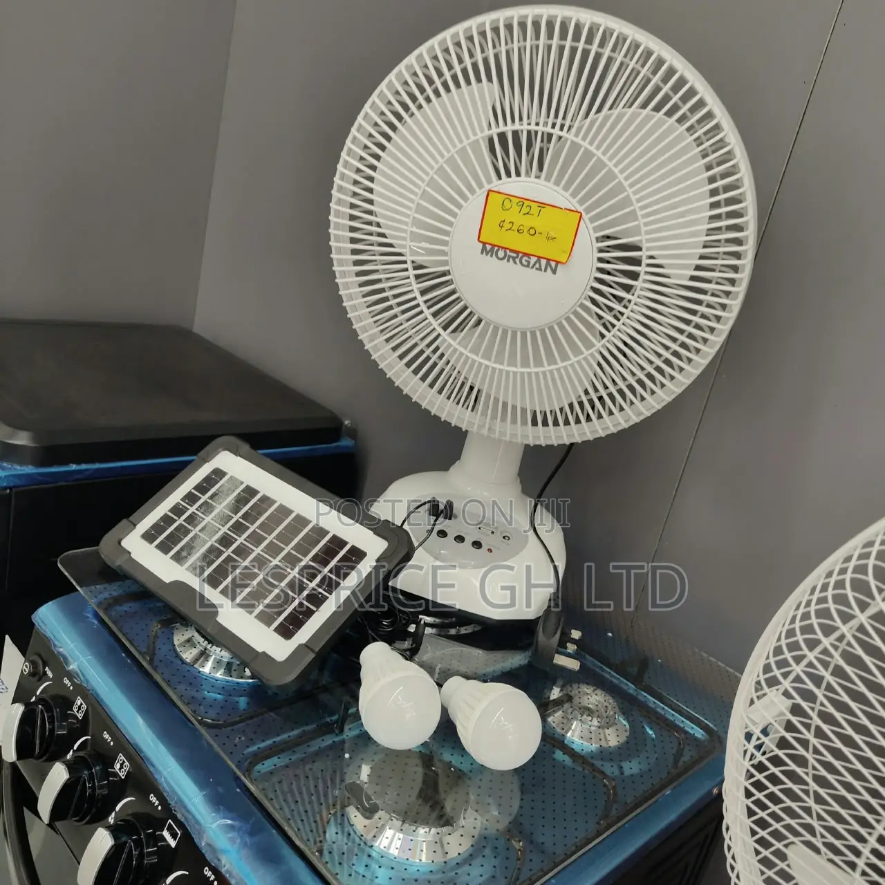 Magnificently Unique Morgan Rechargeable Fan With Solar Panel and Bulb