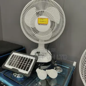 Magnificently Unique Morgan Rechargeable Fan With Solar Panel and Bulb