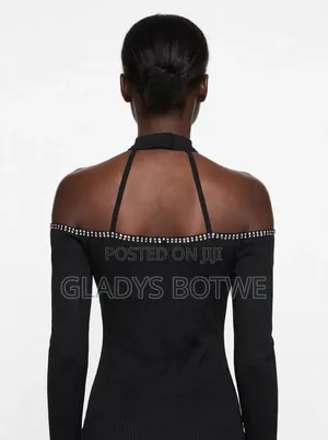 New Black Choker Off-Shoulder Bodycon Dress. Uk 14