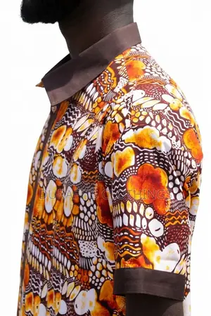 Men’s Ochre & Brown Mosaic African Print Short-Sleeve Shirt