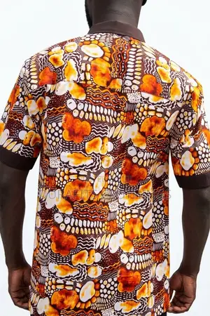 Men’s Ochre & Brown Mosaic African Print Short-Sleeve Shirt