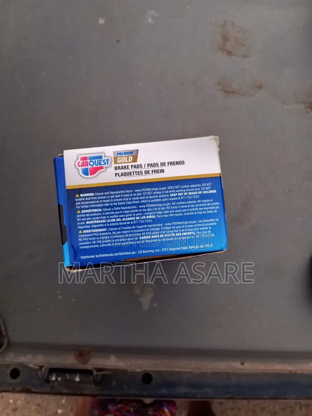 The Selected Region Shows a Carquest Disc Brake Pad