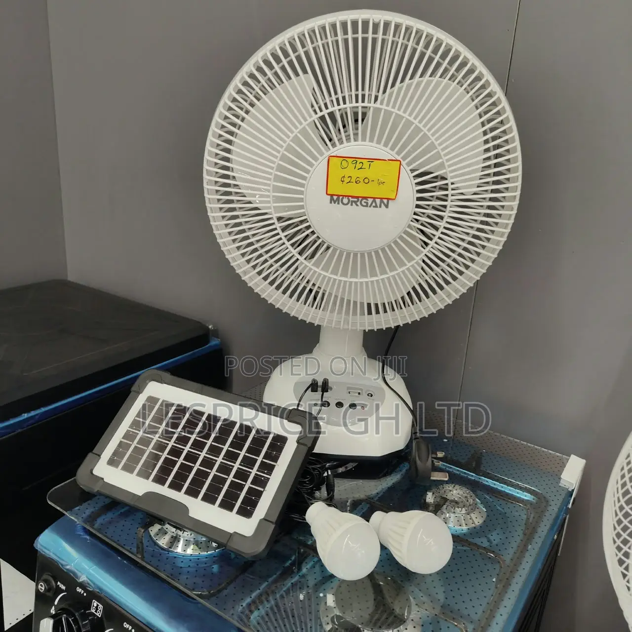 Topmost Top Quality Morgan Rechargeable Solar Fan With USB Port & Bulb