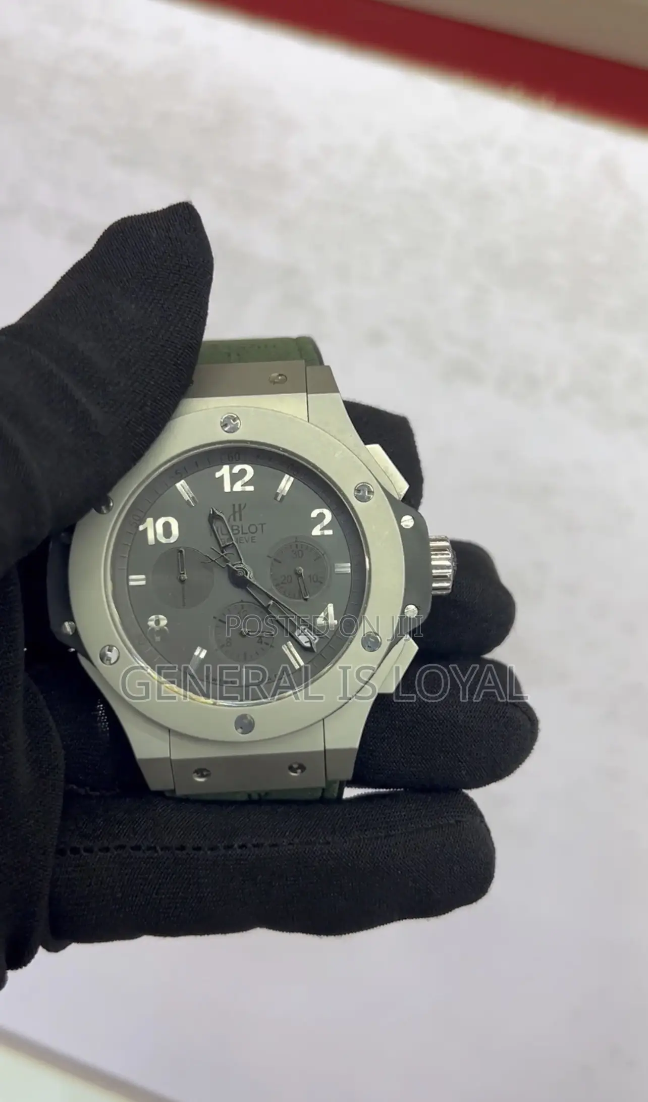 Hublot Big Bang Chronograph Tantalum Gray Dial Green Strap Watch