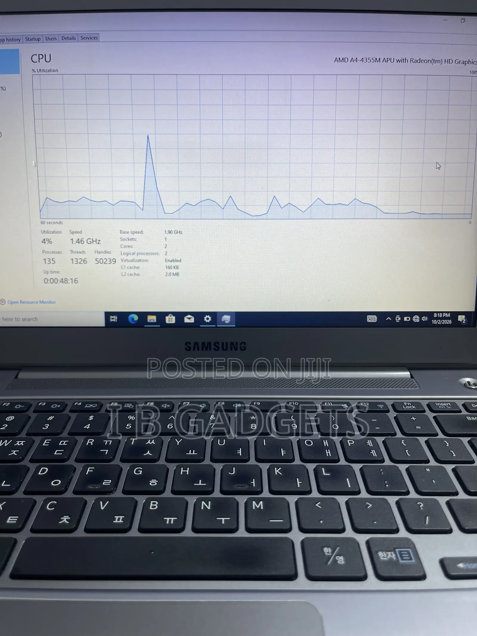 Laptop Samsung NP535U3C 8GB AMD A4 HDD+SSD 320GB
