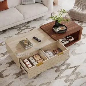 Extendable Center Table, 2 Storage Drawers