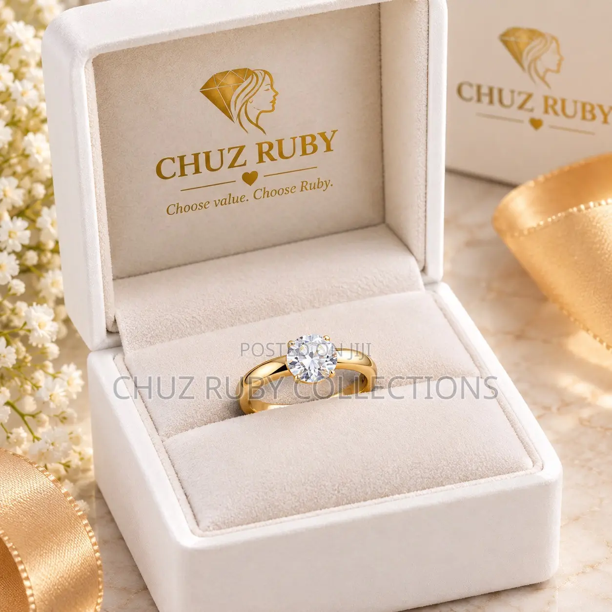 Classy and Trendy Gold Promise Rings (Includes Free Ring Box)