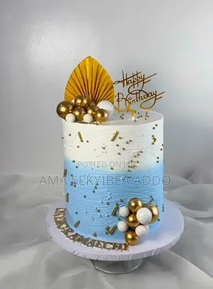 Blue and White Cake