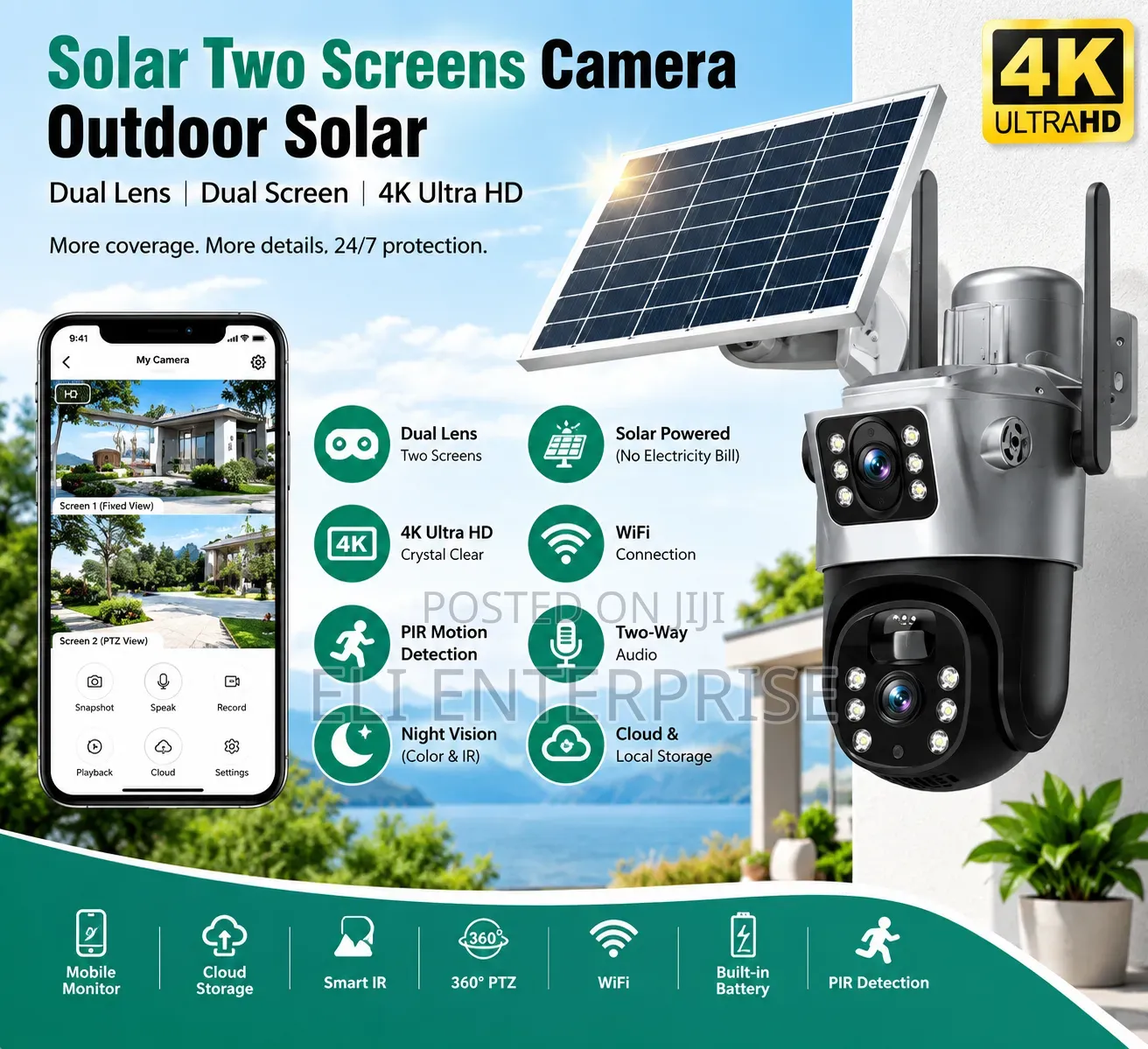4K Dual-Lens Solar Outdoor Security Camera