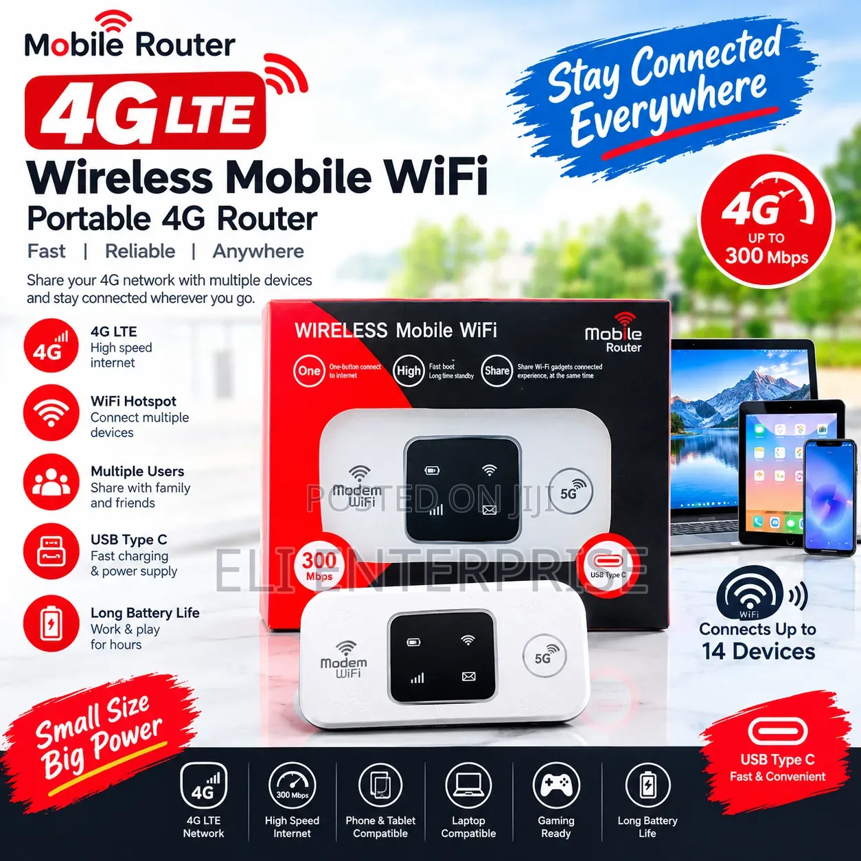 Universal 4G LTE Portable Mobile Wi-Fi (MiFi) Router