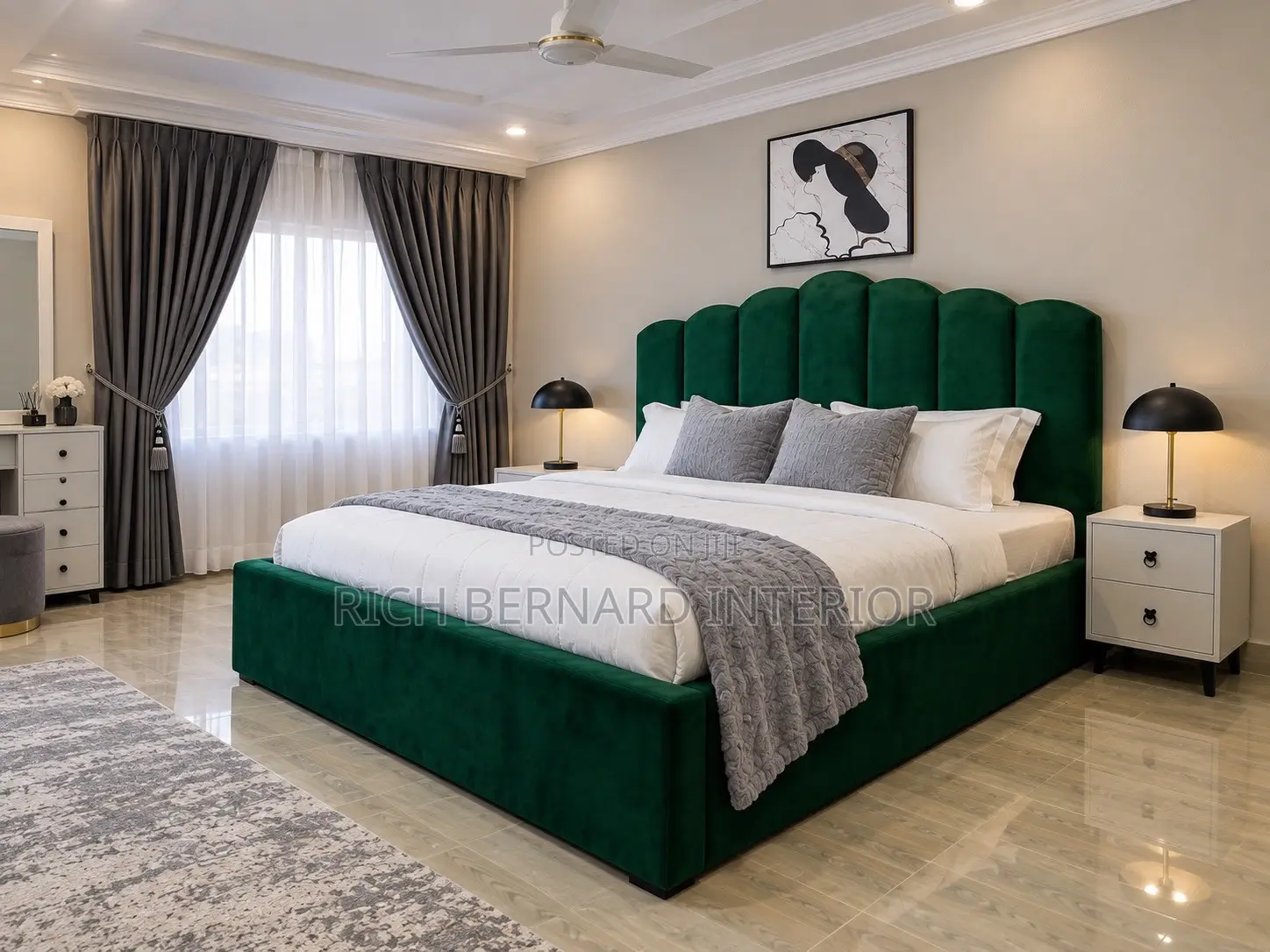 Emerald Green Luxury Queen Size Bed