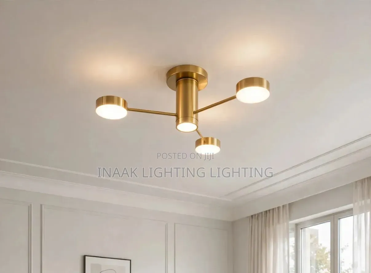 Gold 4-Head Ceiling Light / Modern Sputnik Chandelier