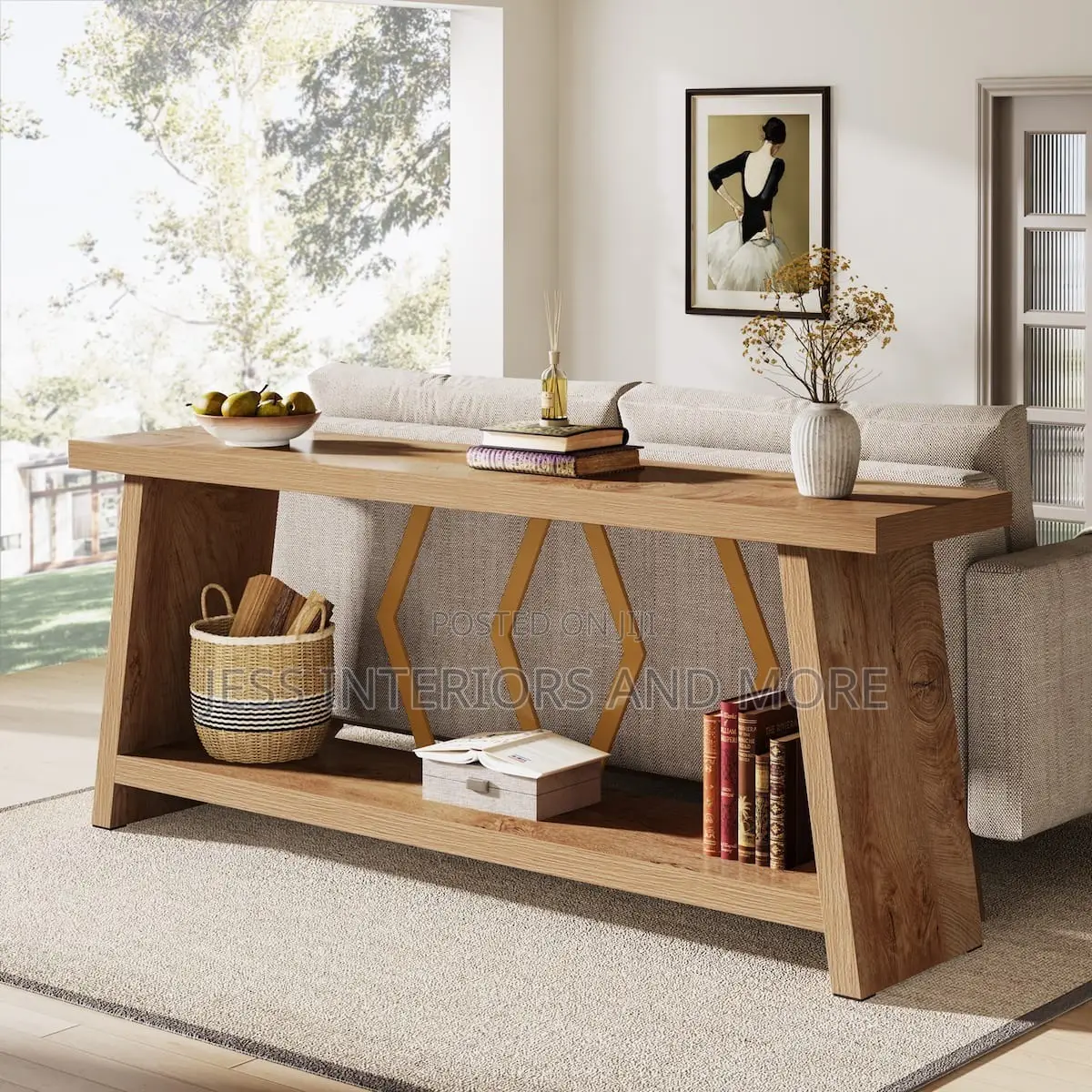 Console Table, Narrow Long Sofa Entryway Table, 2-Tier