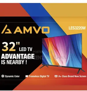 AMVO LES3205W 32" Digital Satellite Frameless HD LED TV- HDMI - Black