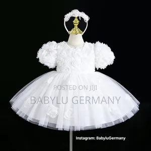 Premium Pure White Dress With Free Hair Band