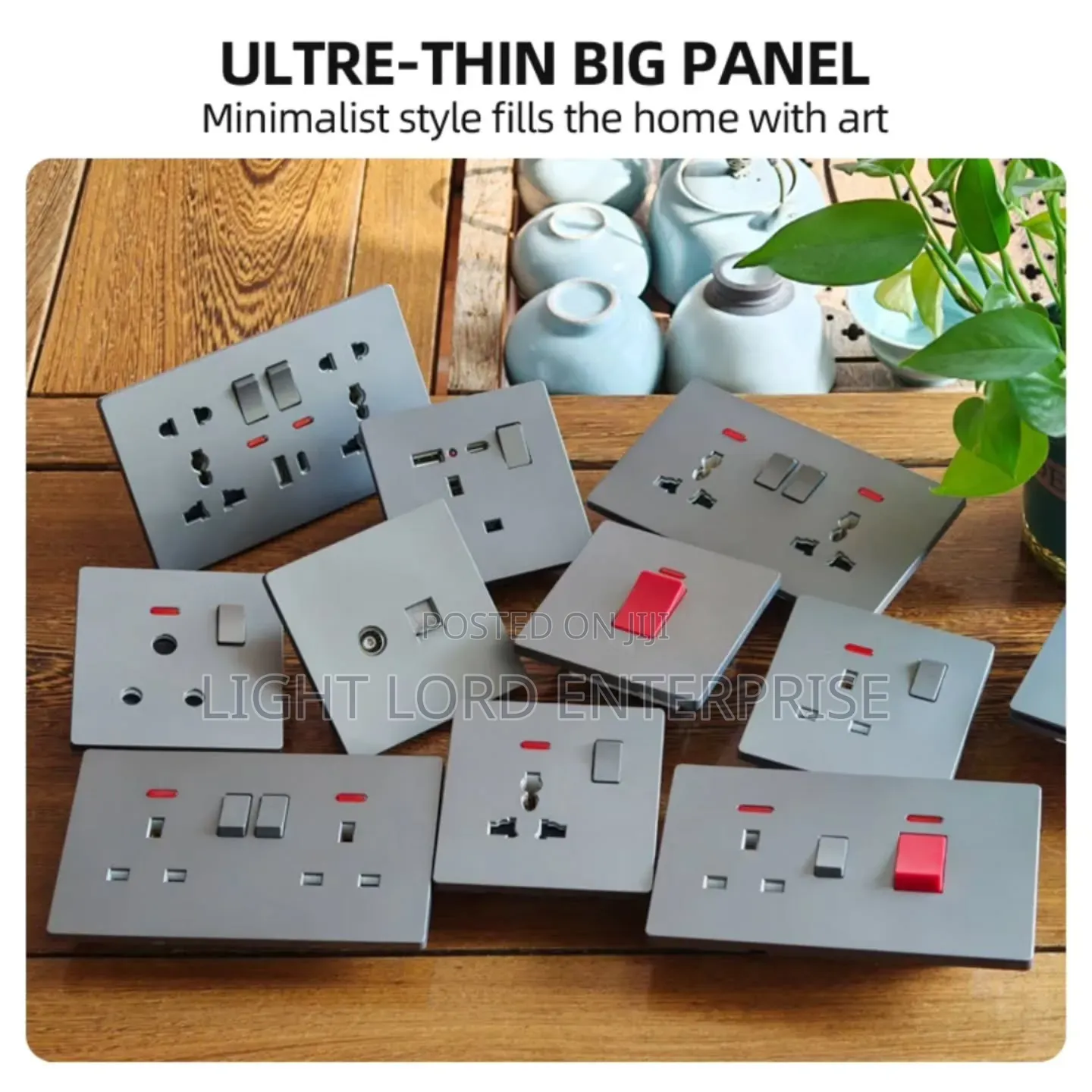 Minimalist Style Grey Double Socket and Switches