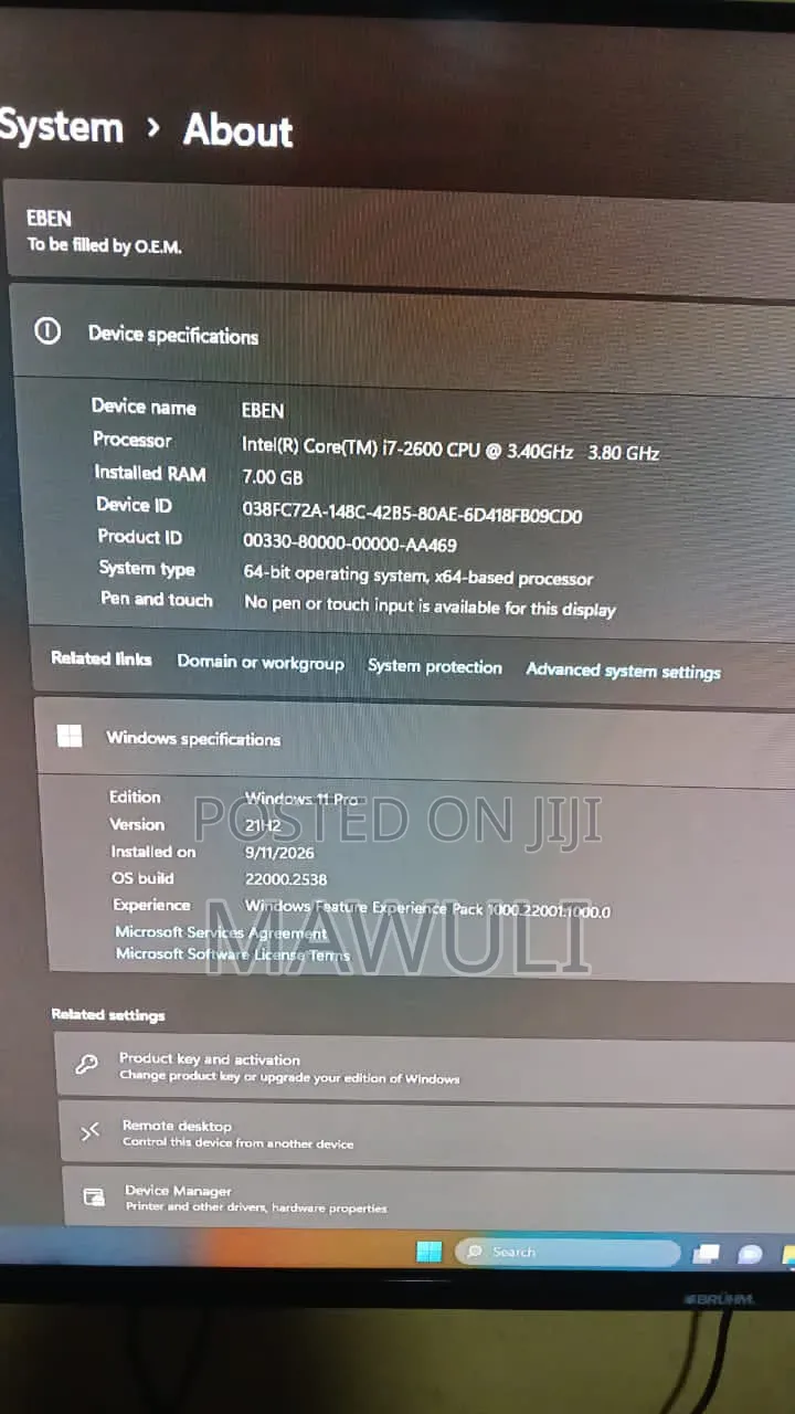 Desktop Computer 8GB Intel Core i7 HDD 1T