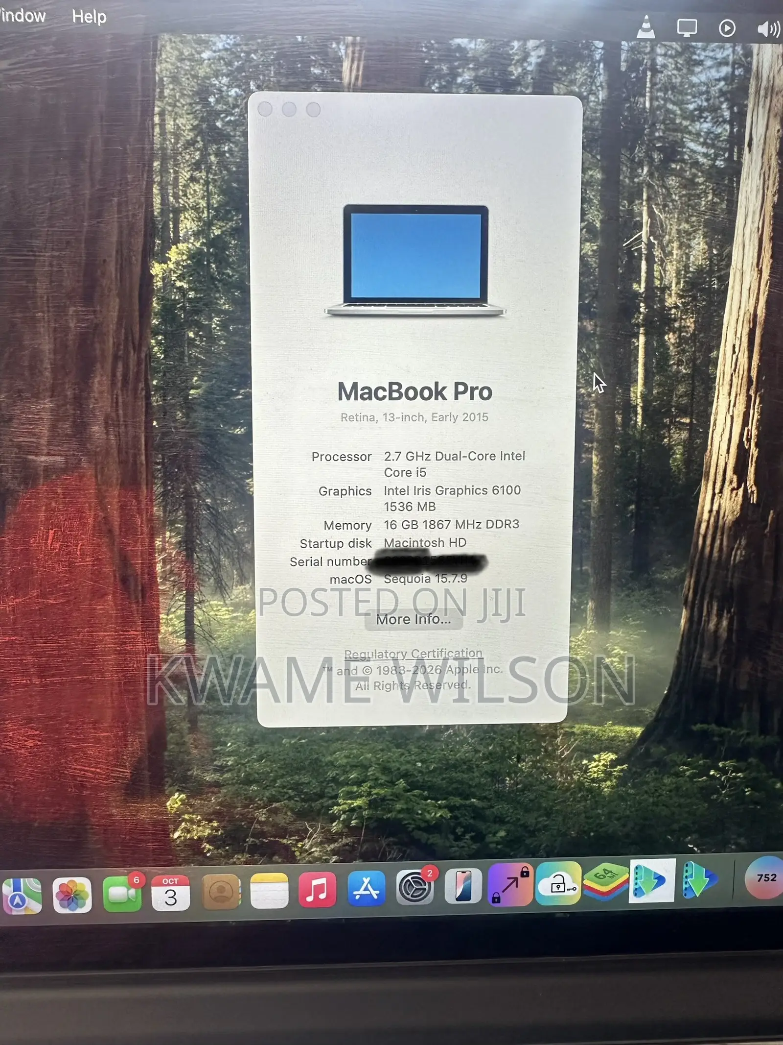 Laptop Apple MacBook Pro 2015 16GB Intel Core i5 SSD 128GB