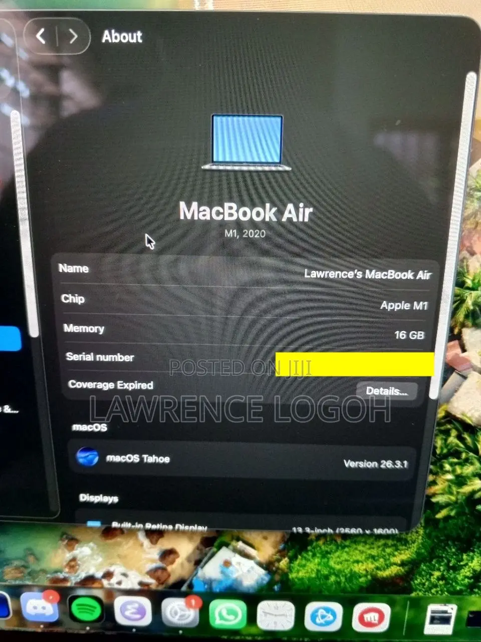 Laptop Apple MacBook Air 16GB Apple M1 SSD 256GB
