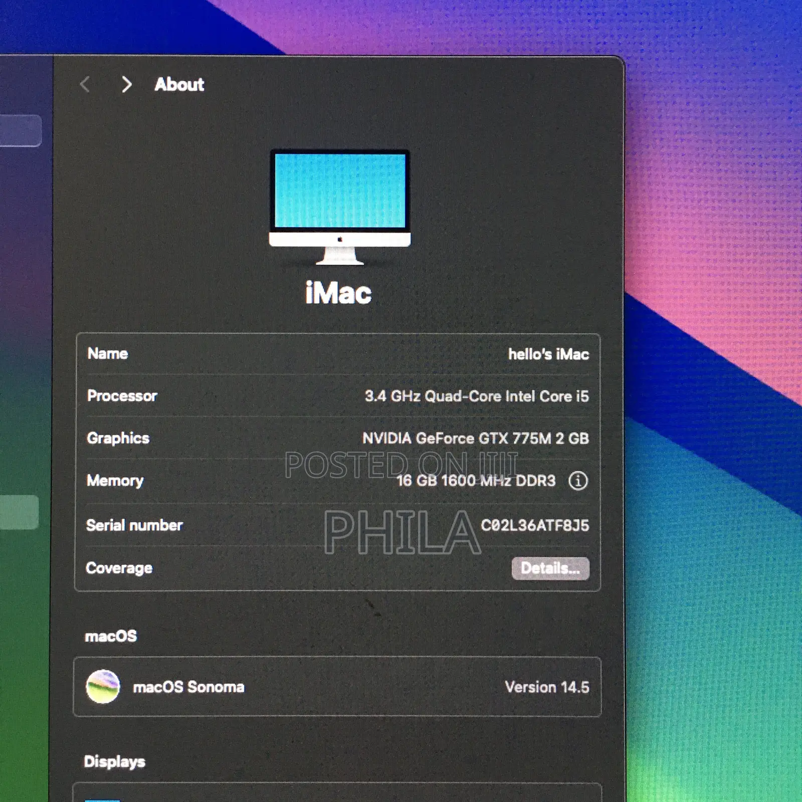 Desktop Computer Apple iMac 16GB Intel Core i5 SSD 1T
