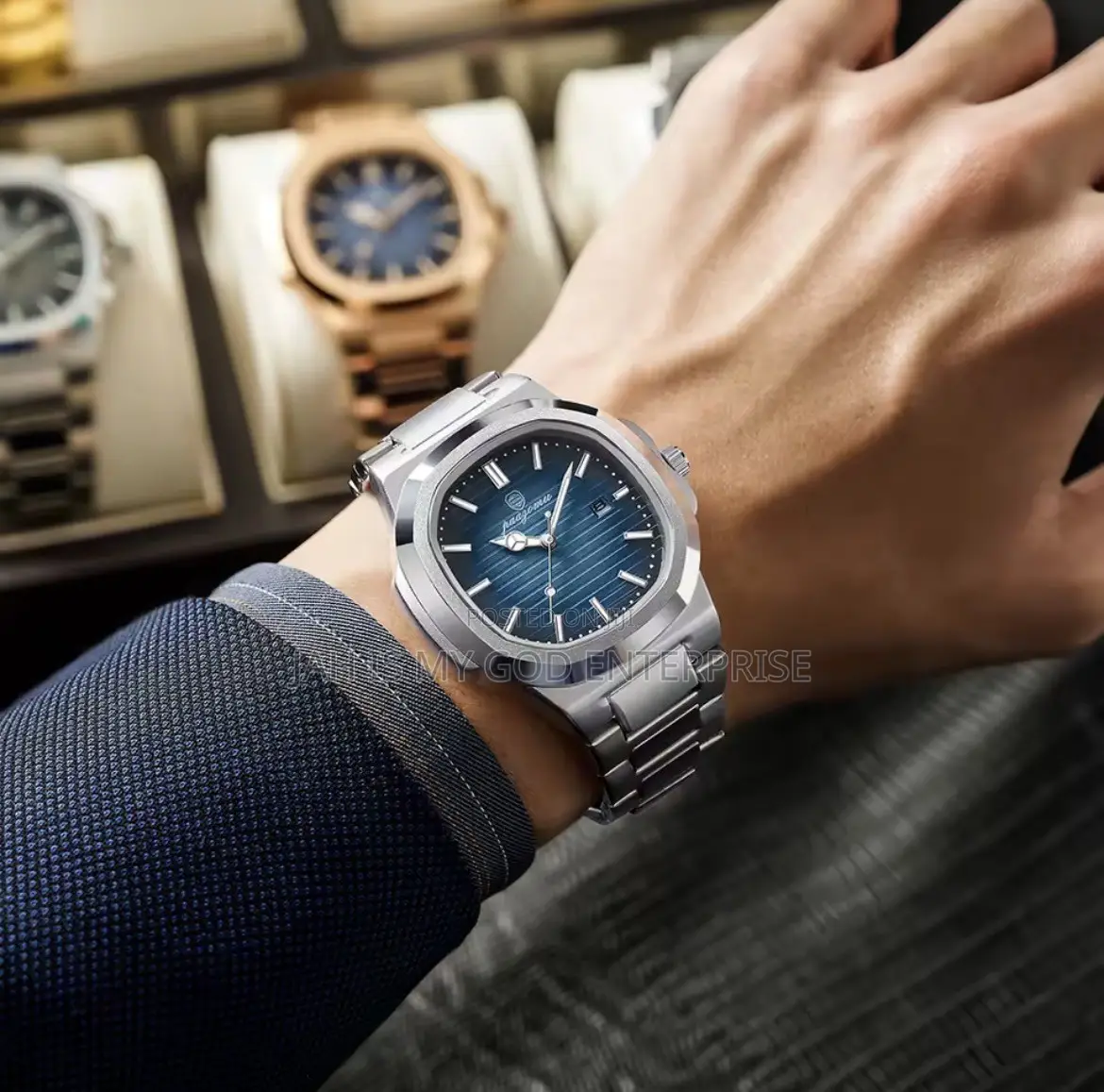 PAAZOMU 614 Luxury Quartz Wristwatch-Silver Blue