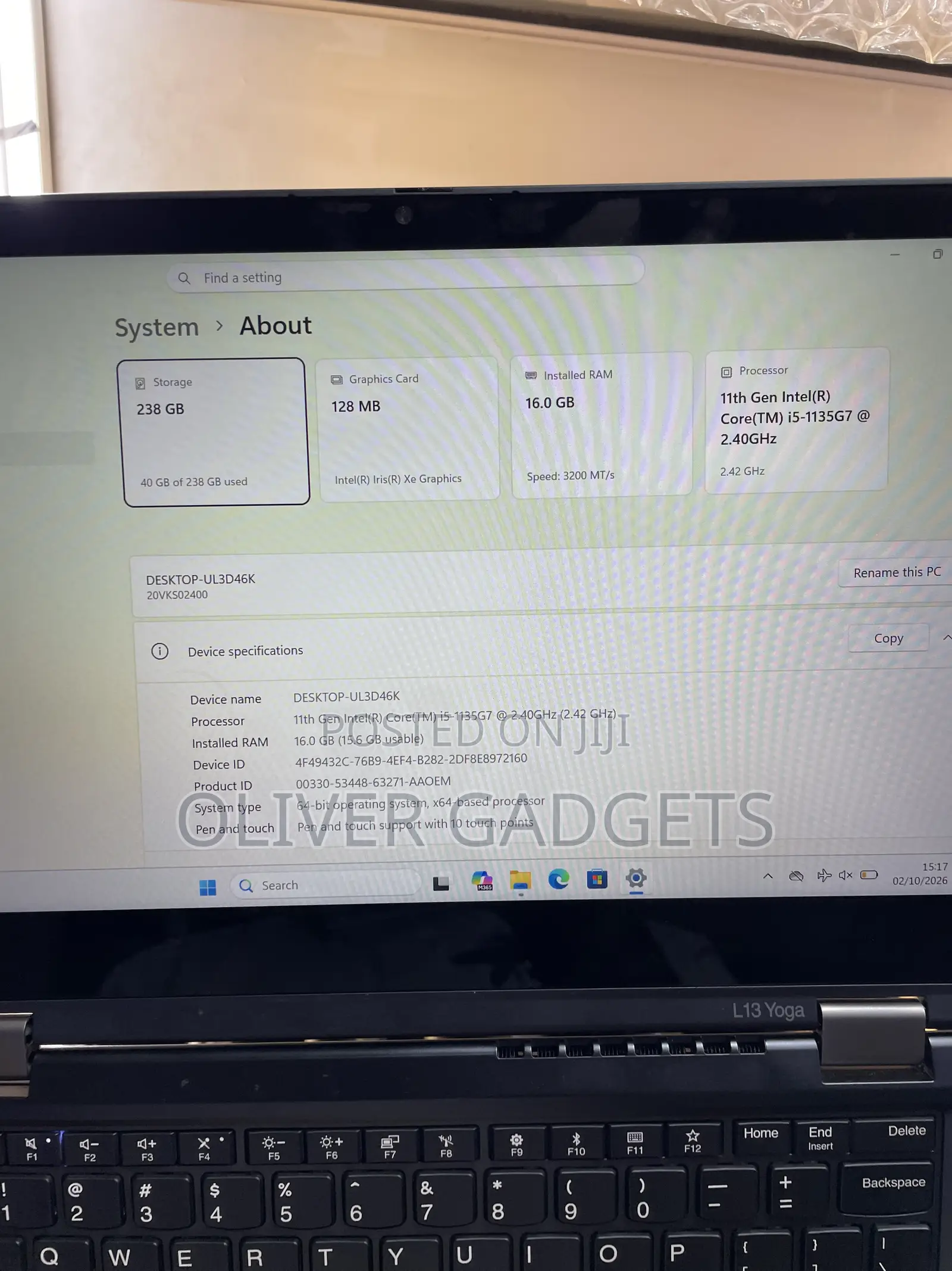 Laptop Lenovo ThinkPad L13 Yoga 16GB Intel Core i5 SSD 256GB