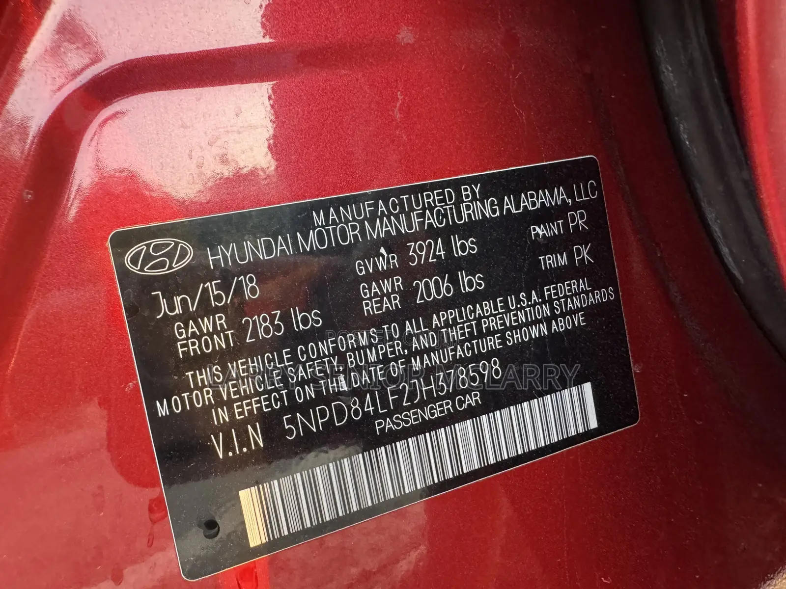 Hyundai Elantra Limited 2018 Red