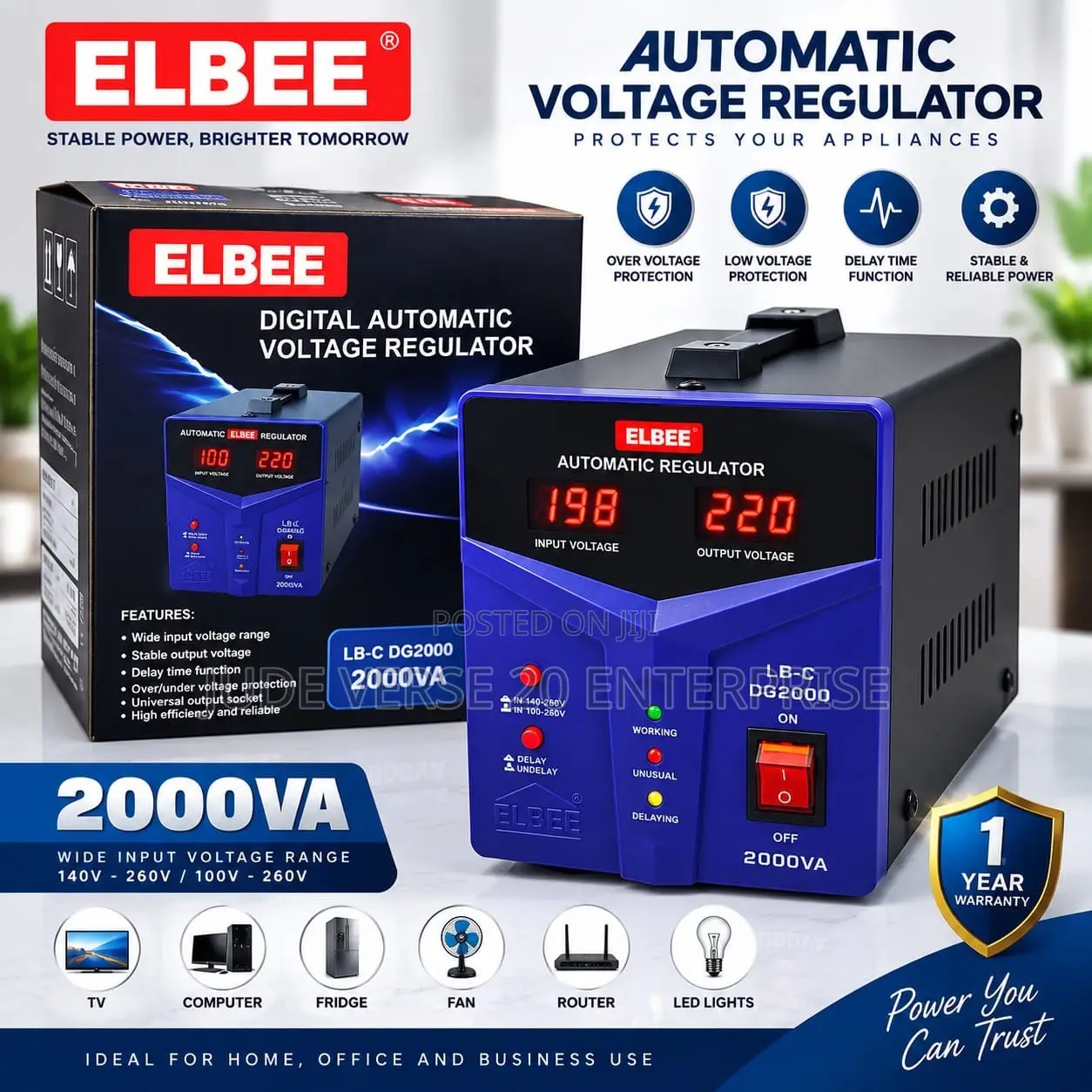Elbee Automatic Voltage Regulator- Stabilizer 2000watts