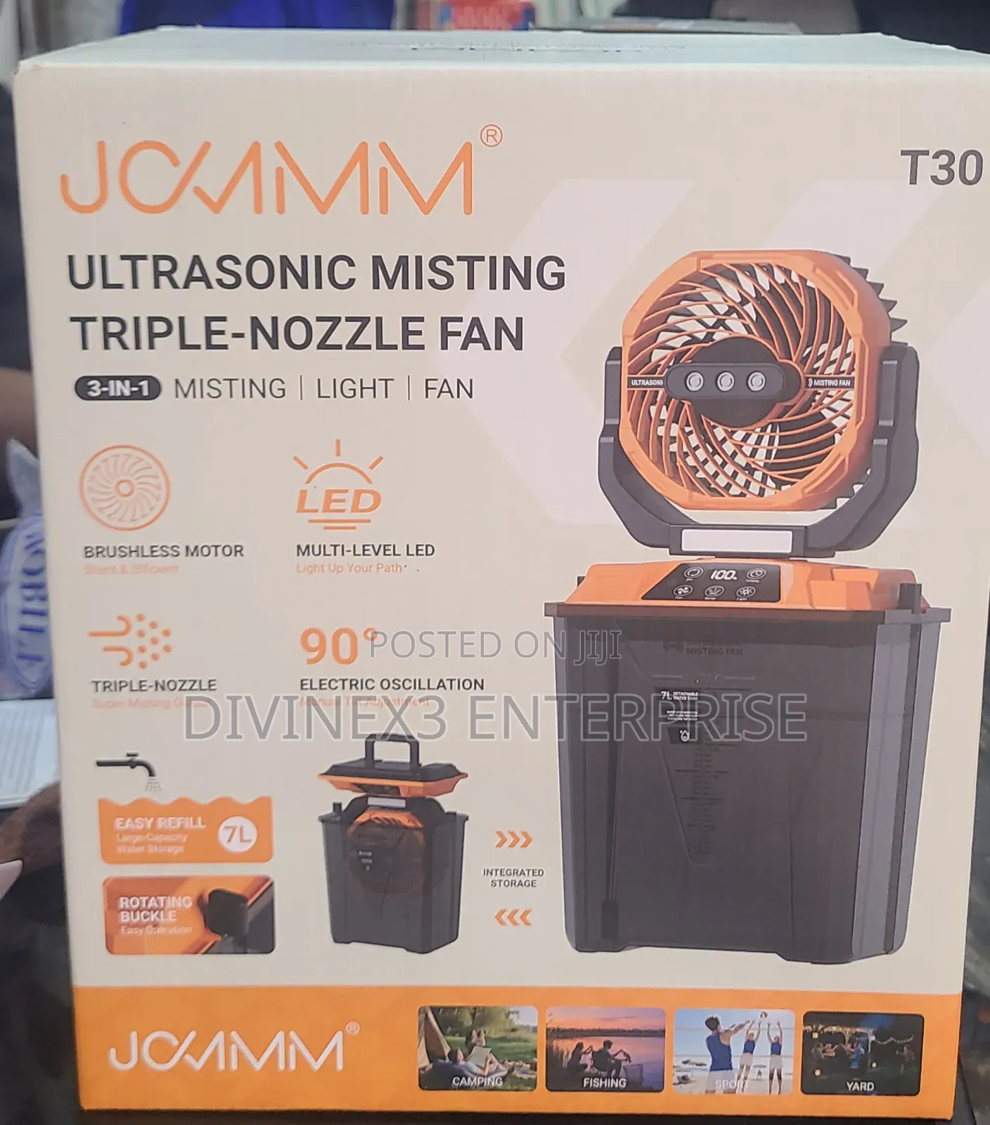 Portable Rechargeable Misting Fan With Led Light