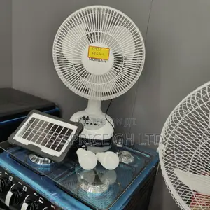 Monster Performance Rechargeable Fan With Solar Panel, USB Port & Bulb