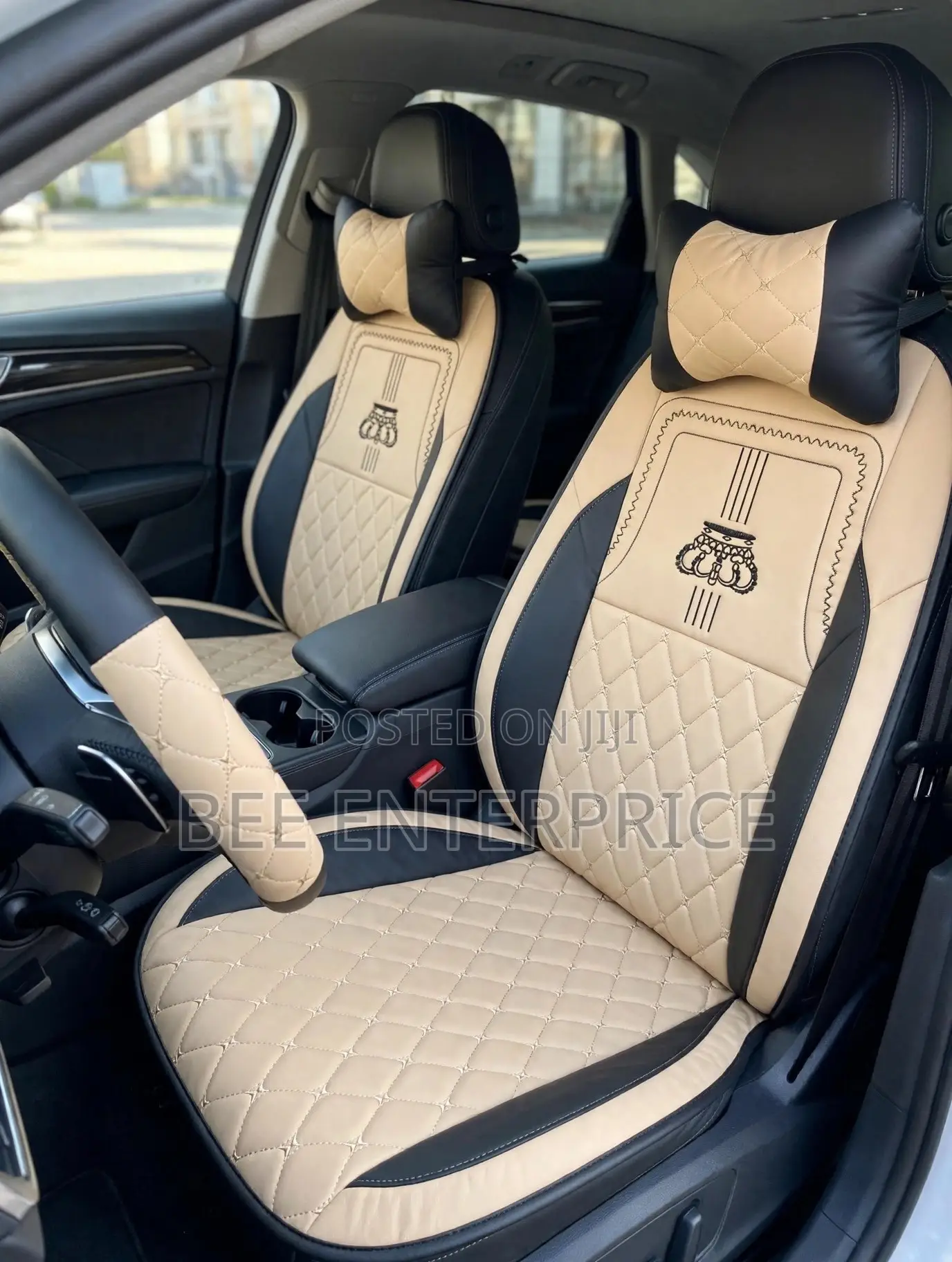 Royal Crown Beige and Black Seat Cover