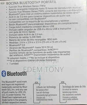 New SilverCrest 5.0 Portable Bluetooth Speaker 33ft Range 15hr Battery