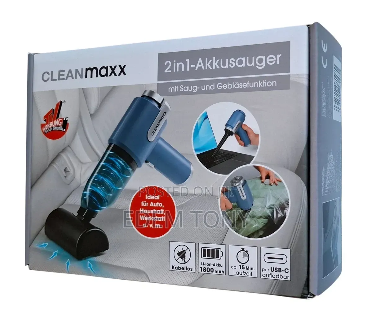 CLEANmaxx Cordless Handheld Vacuum Cleaner - Suction & Blower Function