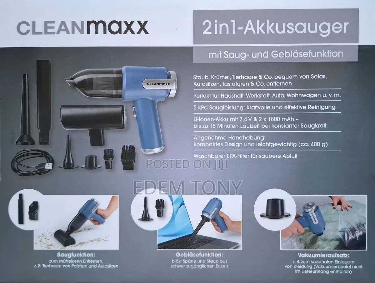 CLEANmaxx Cordless Handheld Vacuum Cleaner - Suction & Blower Function