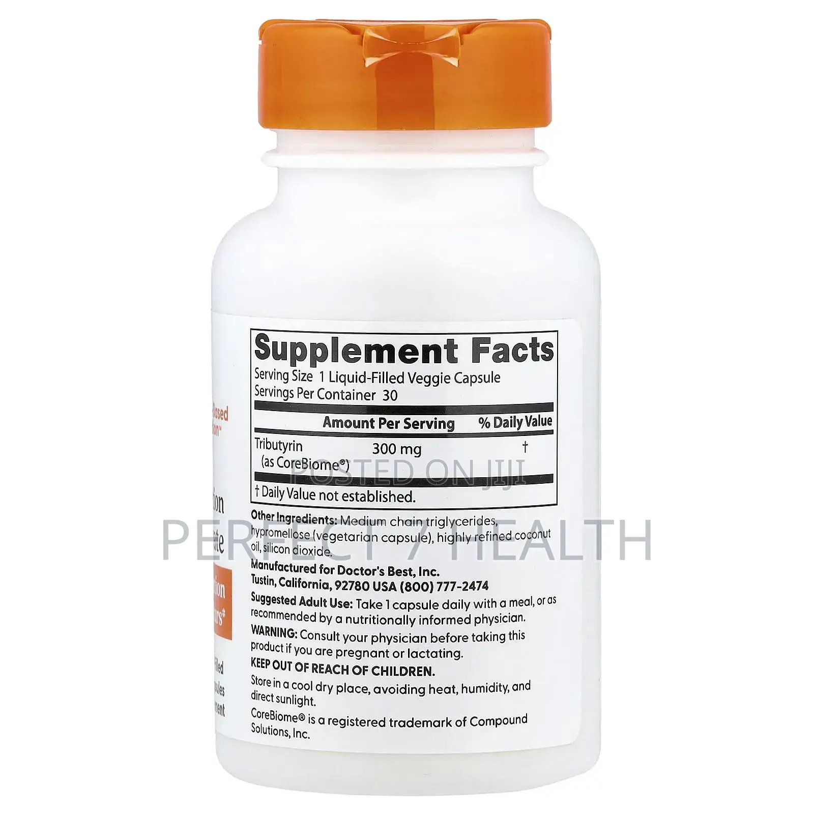 Postbiotic Butyrate, Trybutyrin 300mg, Stomach/Gut Health, 30 Veg Caps