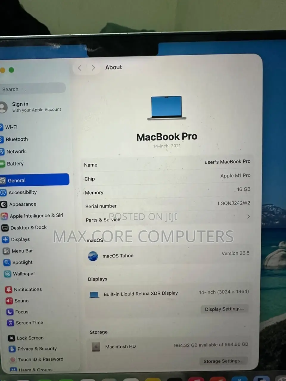 Laptop Apple MacBook Pro 2021 M1 16GB Apple M1 Pro SSD 1T