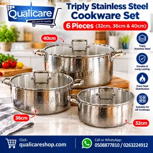 Triply 6pcs Stainless Steel Cookware (32, 36 40cm)
