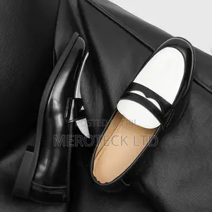 Original White and Black Leather Moccasin Loafers Shoes