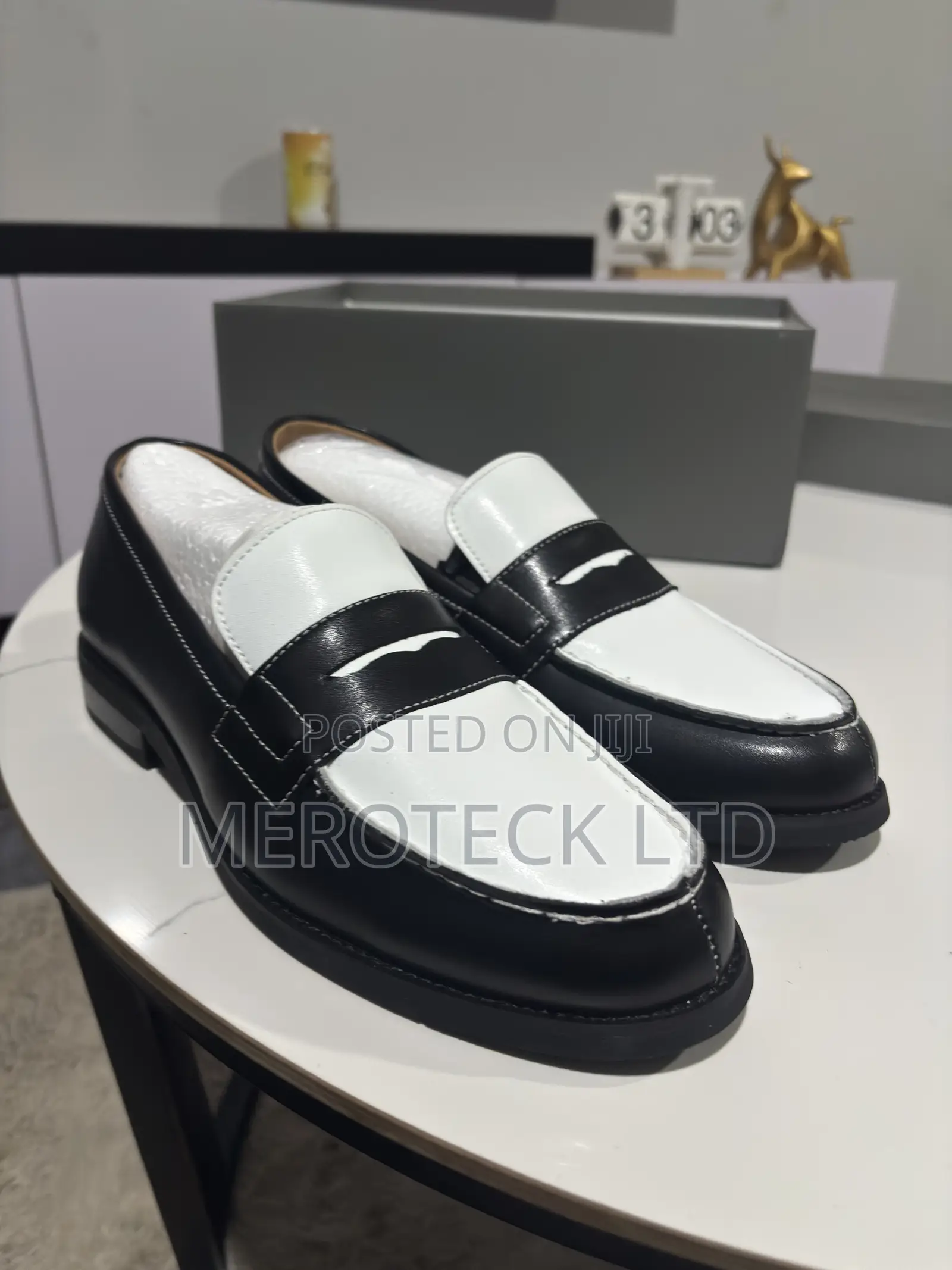 Original White and Black Leather Moccasin Loafers Shoes