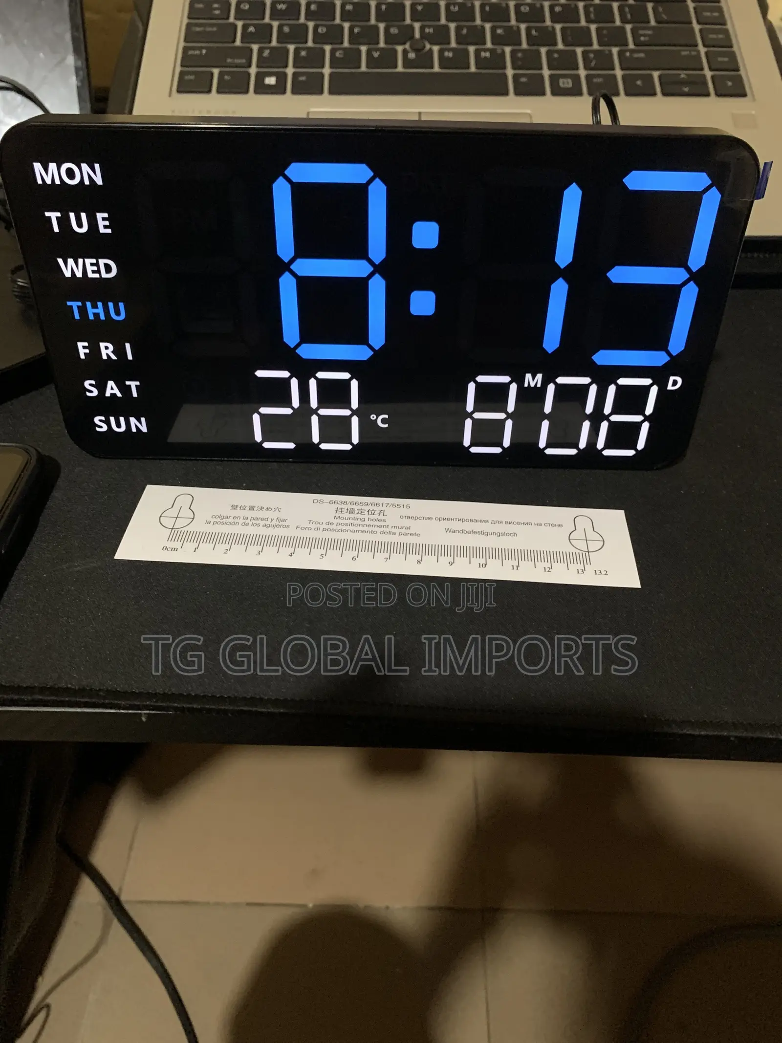 Digital Wall Clock Temperature LED Display