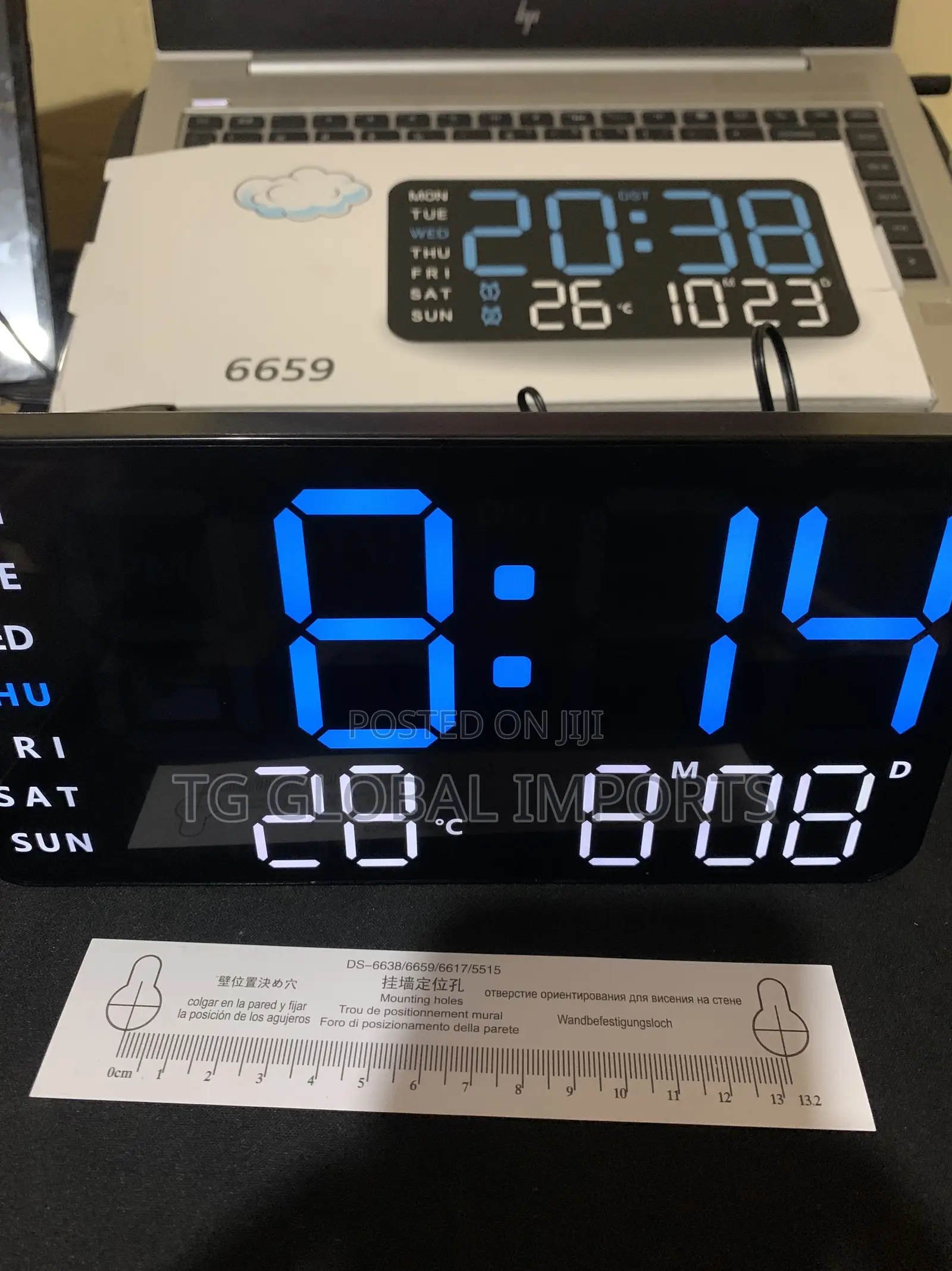 Digital Wall Clock Temperature LED Display