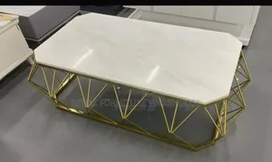 Modern Geometric Marble-Top Coffee Table