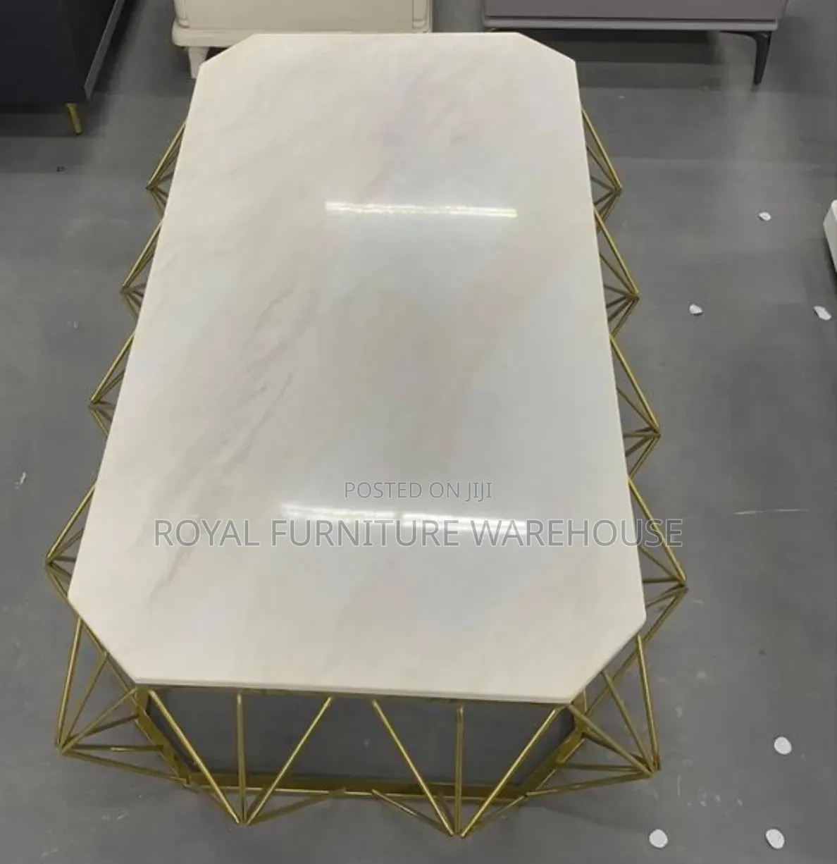 Modern Geometric Marble-Top Coffee Table