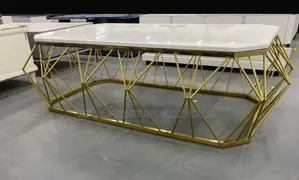 Modern Geometric Marble-Top Coffee Table