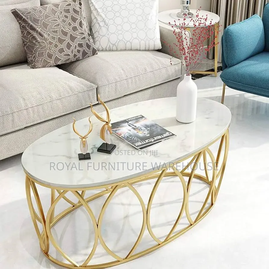Elegant Oval Marble Coffee Table