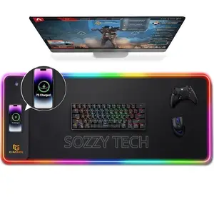 GIM Wireless Charging RGB Gaming Mouse Pad 15W, LED Mouse Mat